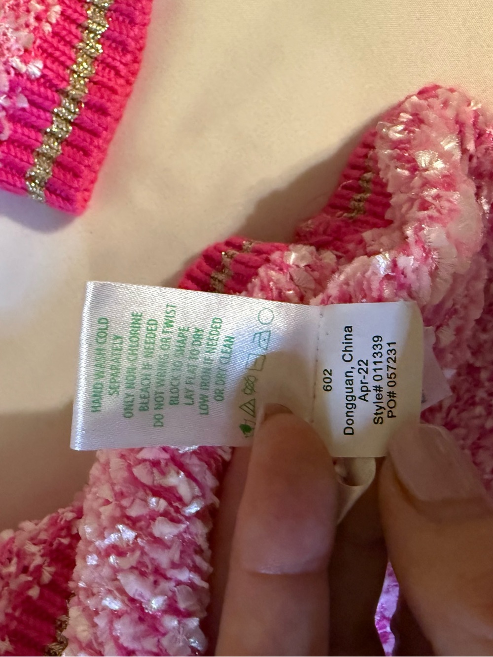 Lilly Pulitzer Pink Bouclé Knit Cardigan with Hot Pink Trim - Picture 4 of 5